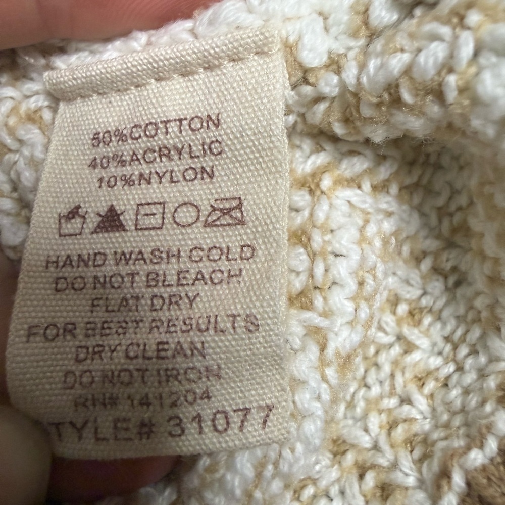 Hem & Thread Cream Knit Sweater with Tan Ribbing - Picture 4 of 4